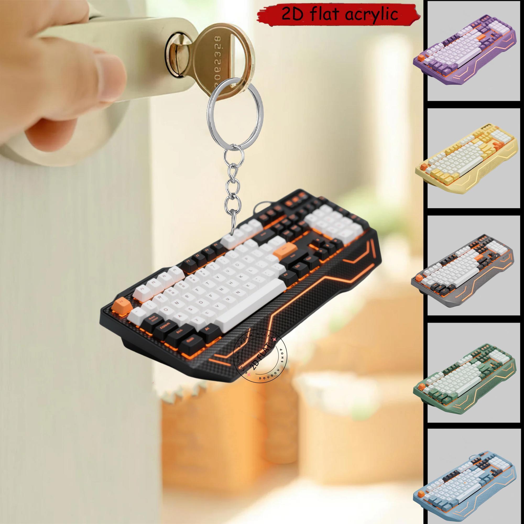 Tech Accessories Backpack - 2D-Tastatur-Acryl-Schlüsselanhänger, Niedliche Tastenkappen-Anhänger für Rucksäcke, Autos,