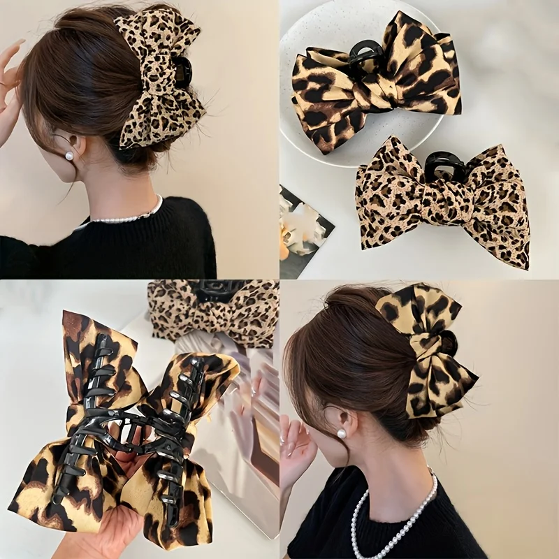 Hi Tech Accessories - 1 Stück große High-End-Haarspange mit Leopardenmuster