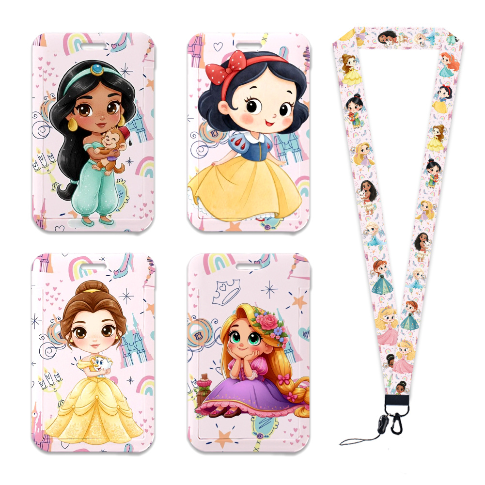 Kawaii Tech Accessories - Disney Princess Cartoon Niedlicher Kawaii-Kartenhalter, Arbeitsausweis,