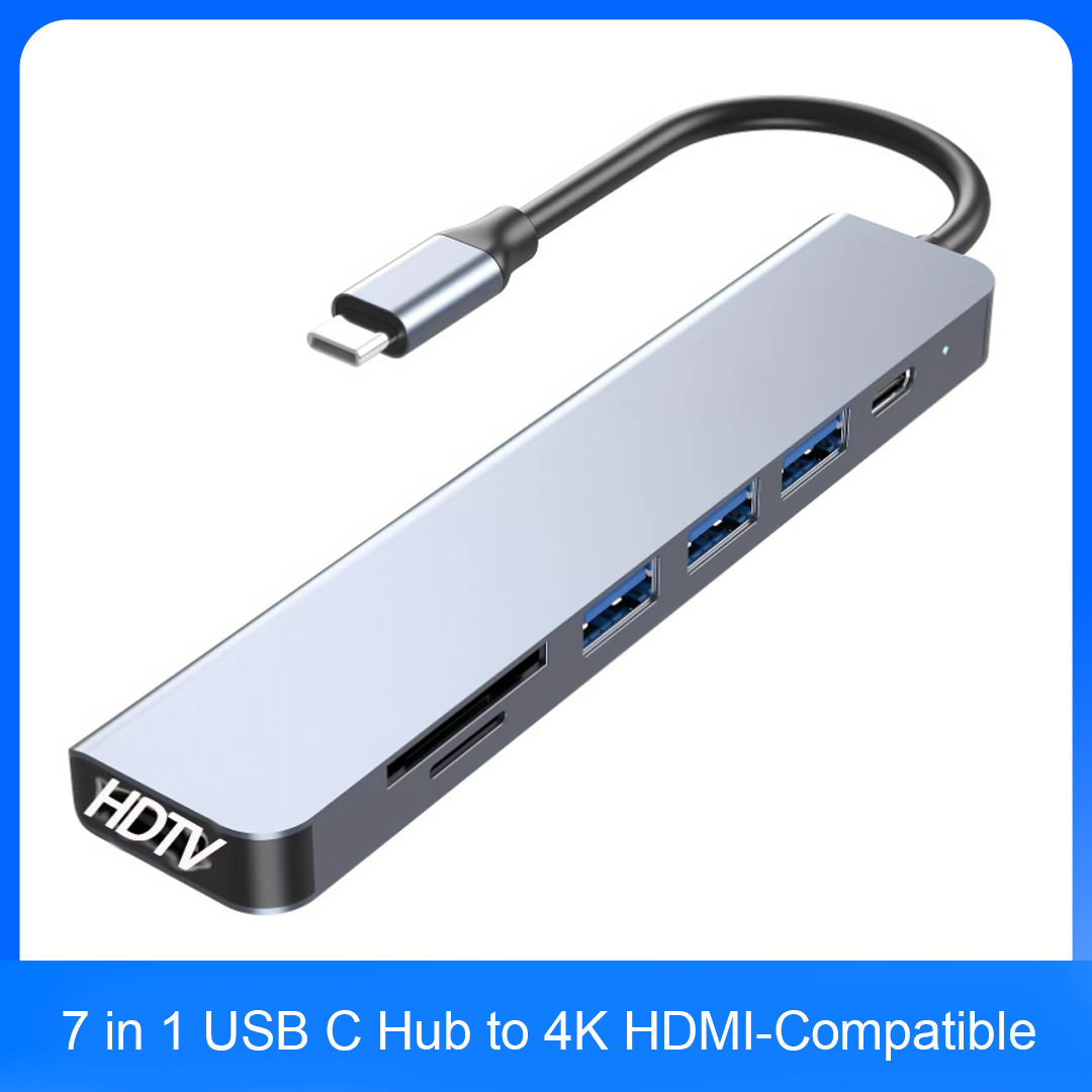 Usb Hub 7 Port - 7-in-1 USB-C-Hub mit 4K HDMI-Kompatibilität, PD-Schnellladung,