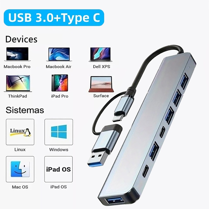 2-in-1 USB3.0-Hub mit 7 Anschl – Usb Hub 7 Port Bewertung und Preis